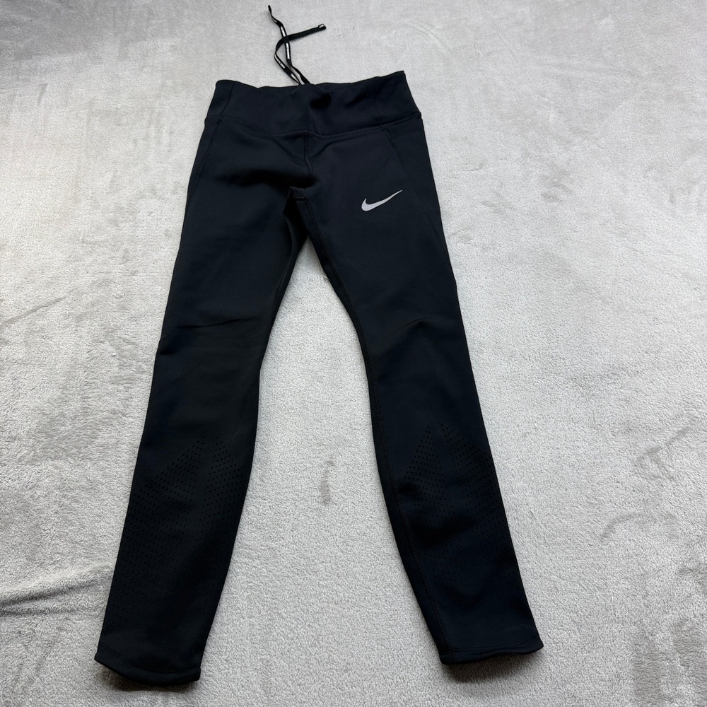 Nike Running Tights Women S Black Dri-FIT Laser Perforated Leggings Training Gym